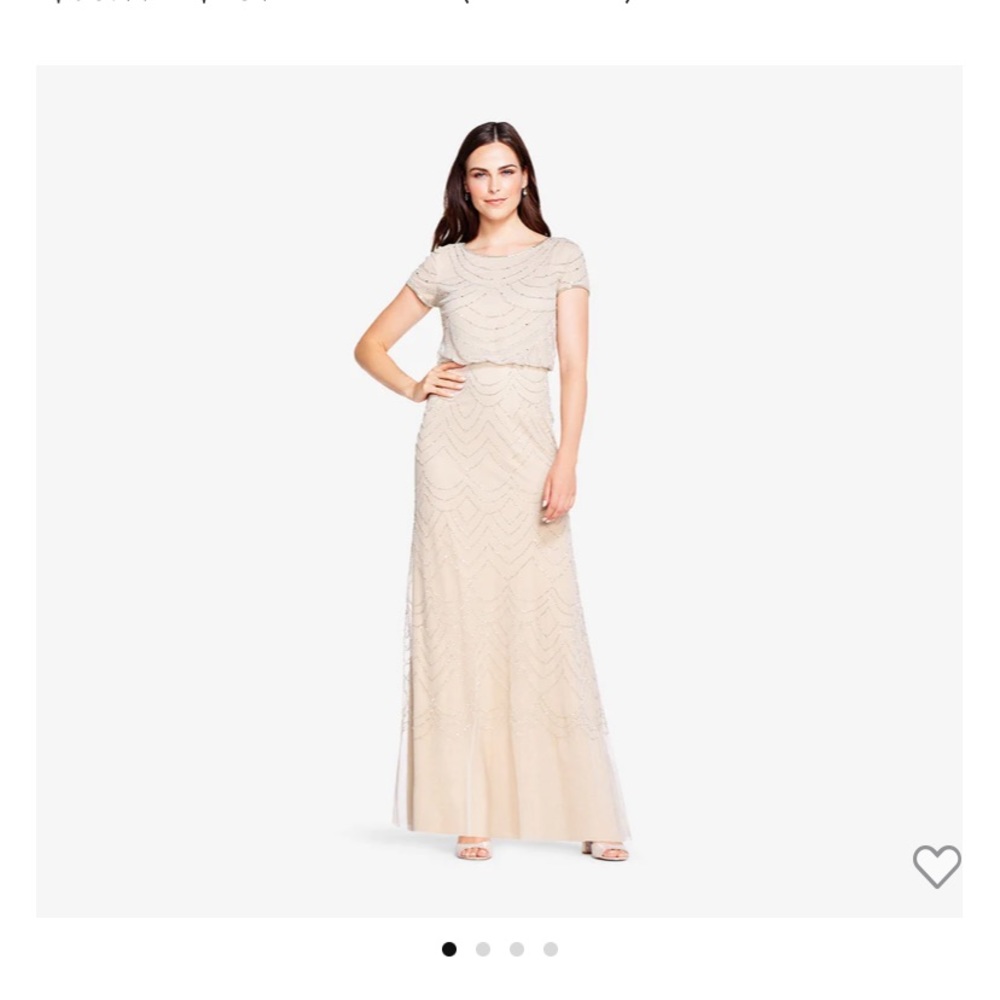 Adrianna Papell Short Sleeve Beaded Blouson Gown
Color:	silver/nude